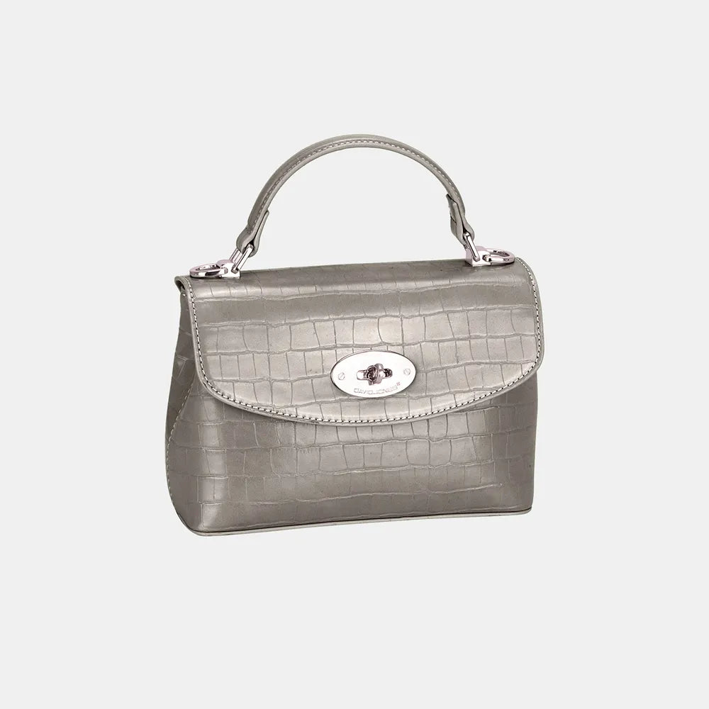 David Jones Texture PU Leather Handbag-Bags-Trendsi-D.Silver-One Size-[option4]-[option5]-[option6]-[option7]-[option8]-Shop-Boutique-Clothing-for-Women-Online