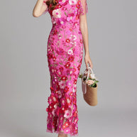 Floral Embroidered Mesh Overlay Maxi Dress-Dresses-Trendsi-[option4]-[option5]-[option6]-[option7]-[option8]-Shop-Boutique-Clothing-for-Women-Online