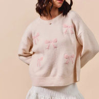SO ME Embroidered Ribbon Round Neck Sweater-Sweaters-Trendsi-BLUSH-S-[option4]-[option5]-[option6]-[option7]-[option8]-Shop-Boutique-Clothing-for-Women-Online