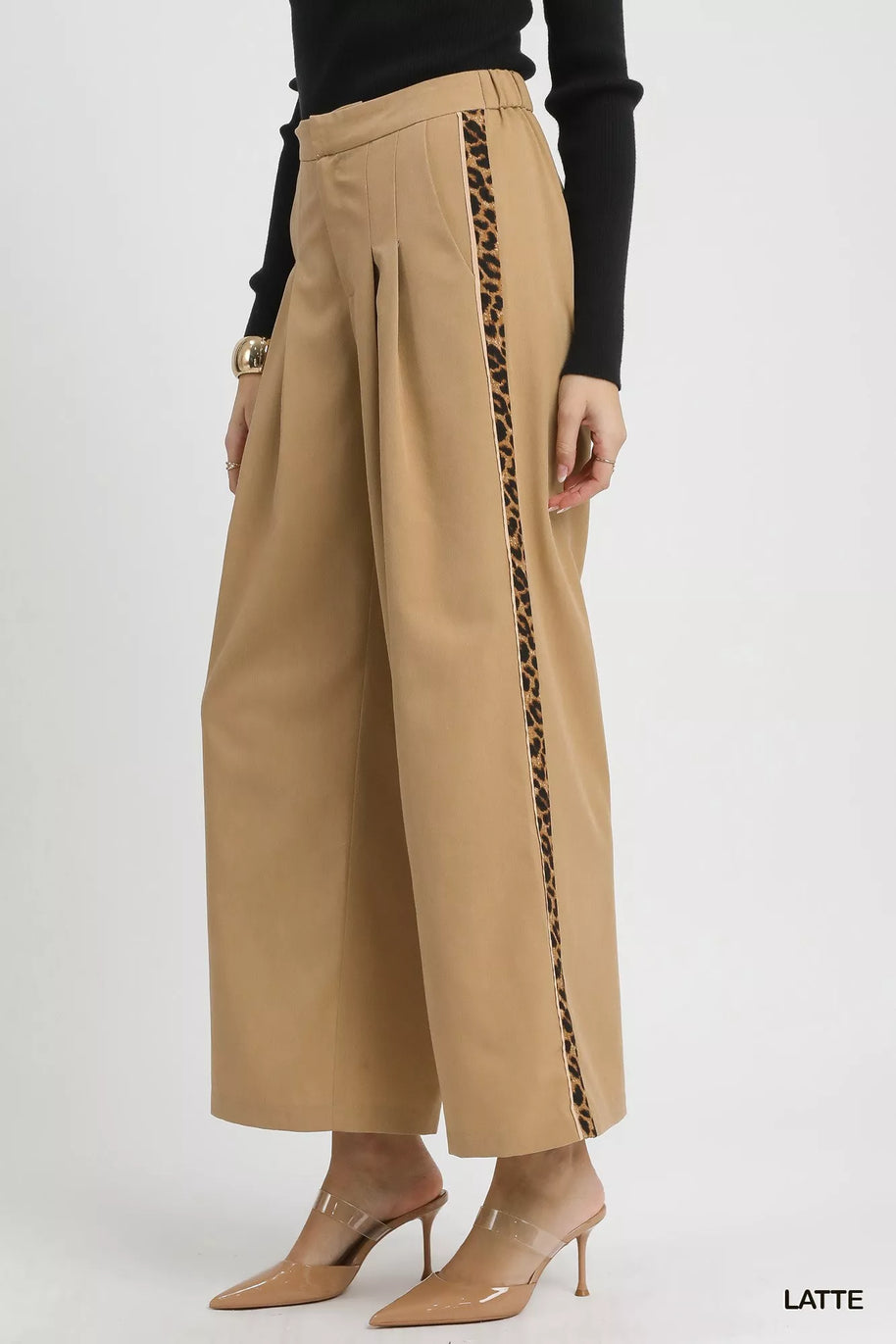 Umgee Front Pleated Wide-Leg Pants with Contrast Trim-Pants-Trendsi-[option4]-[option5]-[option6]-[option7]-[option8]-Shop-Boutique-Clothing-for-Women-Online