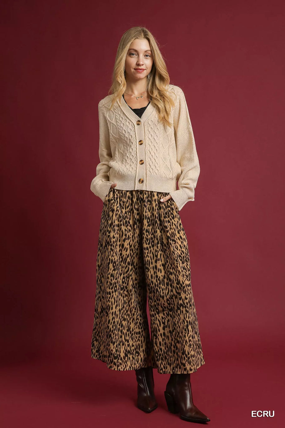 Umgee Chunky Cable Knit V-Neck Button-Up Cardigan-Cardigan-Trendsi-[option4]-[option5]-[option6]-[option7]-[option8]-Shop-Boutique-Clothing-for-Women-Online