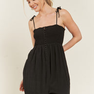 SMOCKED TIE STRAP JUMPSUIT-Jade By Jane-[option4]-[option5]-[option6]-[option7]-[option8]-Shop-Boutique-Clothing-for-Women-Online