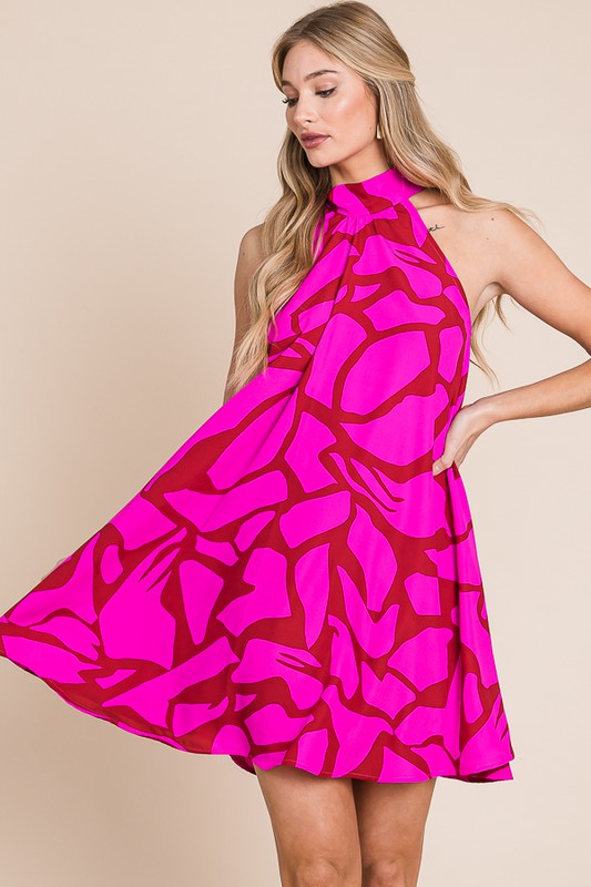 Resort style halter neck short sundress-Jade By Jane-FUSCHIA-S-[option4]-[option5]-[option6]-[option7]-[option8]-Shop-Boutique-Clothing-for-Women-Online