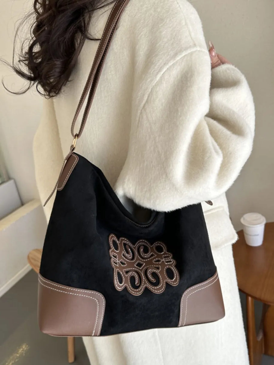 Suede Patch Adjustable Strap Tote Bag-Bags-Trendsi-[option4]-[option5]-[option6]-[option7]-[option8]-Shop-Boutique-Clothing-for-Women-Online