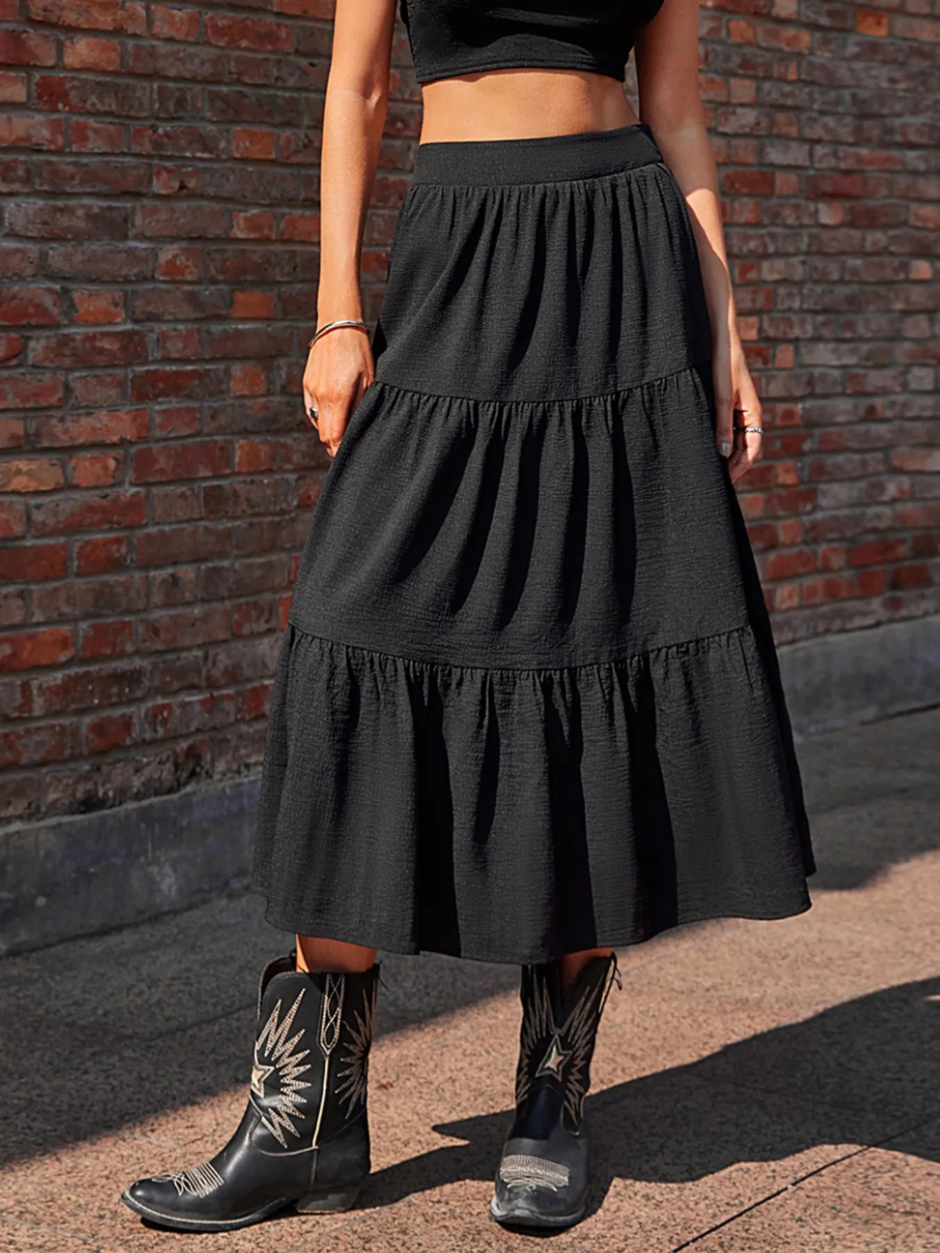 Tiered Midi Skirt-Skirts-Trendsi-[option4]-[option5]-[option6]-[option7]-[option8]-Shop-Boutique-Clothing-for-Women-Online