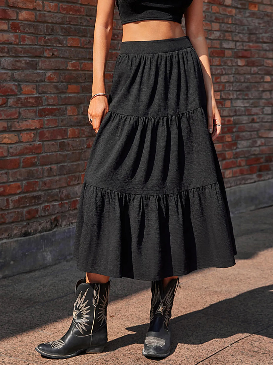 Tiered Midi Skirt-Skirts-Trendsi-[option4]-[option5]-[option6]-[option7]-[option8]-Shop-Boutique-Clothing-for-Women-Online