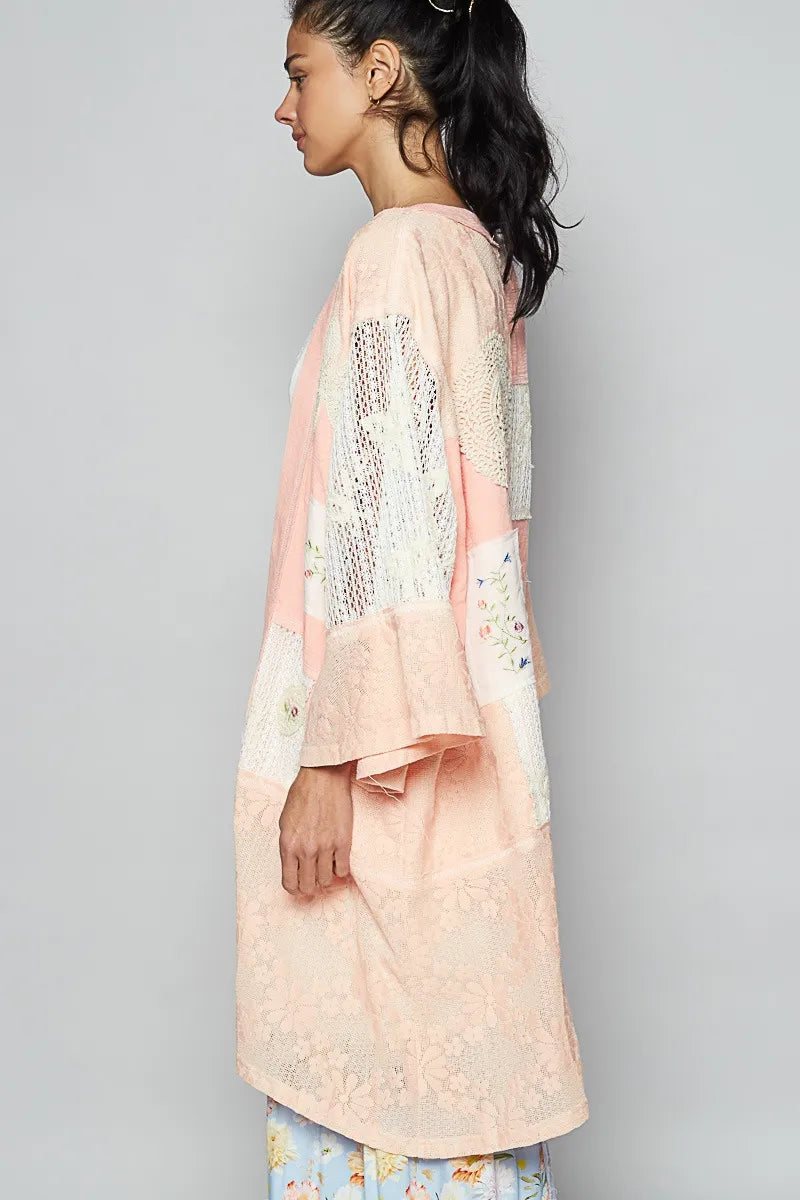 POL Double Gauze and Lace Mix Cardigan with Embroidered Detail-Cardigan-Trendsi-[option4]-[option5]-[option6]-[option7]-[option8]-Shop-Boutique-Clothing-for-Women-Online