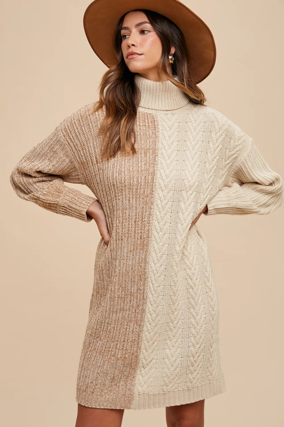 Annie Wear Color Block Turtleneck Sweater Dress-Dresses-Trendsi-[option4]-[option5]-[option6]-[option7]-[option8]-Shop-Boutique-Clothing-for-Women-Online