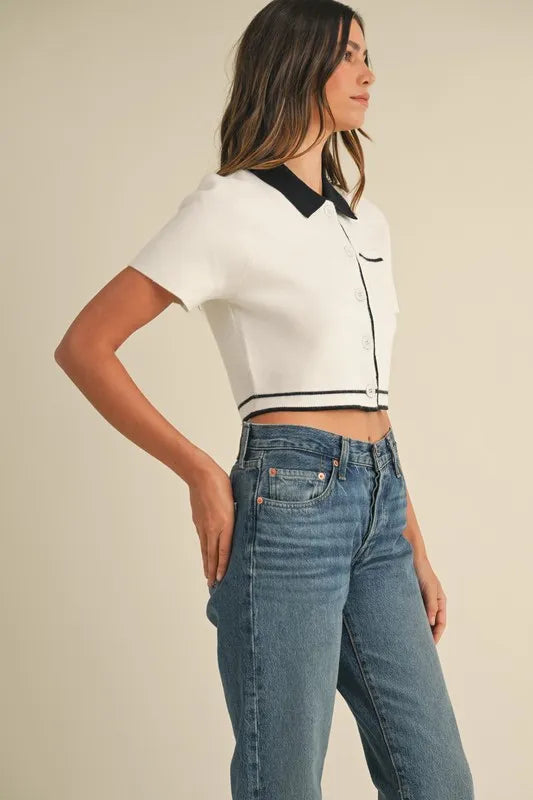 MABLE Button Down Contrast Collared Knit Cardigan-Crop Tops-Trendsi-[option4]-[option5]-[option6]-[option7]-[option8]-Shop-Boutique-Clothing-for-Women-Online