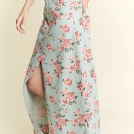 Jade By Jane Full Size Floral Print Front Slit Denim Maxi Skirt Plus Size-Skirts-Trendsi-[option4]-[option5]-[option6]-[option7]-[option8]-Shop-Boutique-Clothing-for-Women-Online