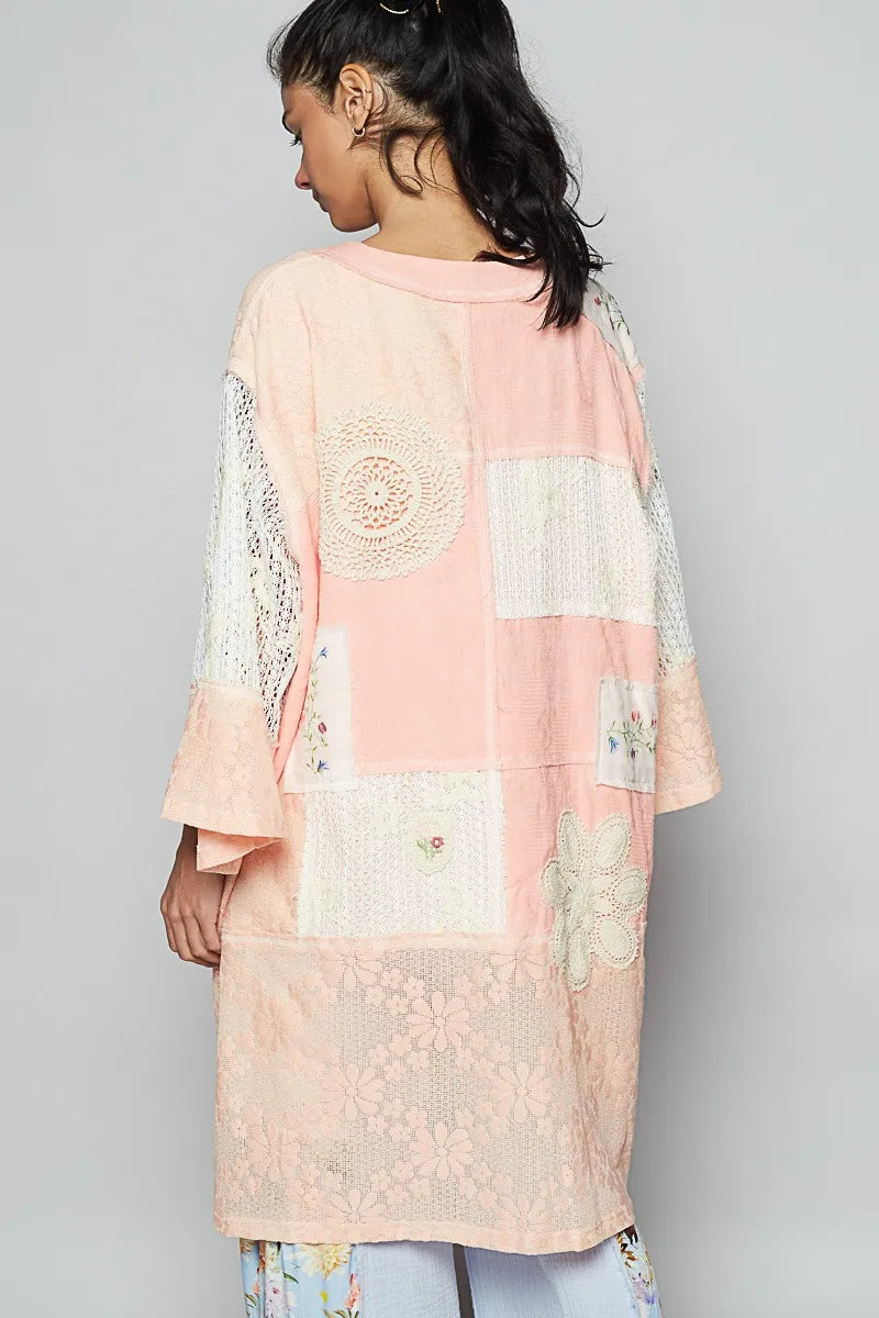 POL Double Gauze and Lace Mix Cardigan with Embroidered Detail-Cardigan-Trendsi-[option4]-[option5]-[option6]-[option7]-[option8]-Shop-Boutique-Clothing-for-Women-Online