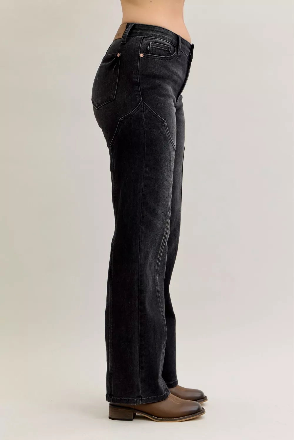 Judy Blue Mid Rise Straight Western Seam Detail Jeans-Jeans-Trendsi-[option4]-[option5]-[option6]-[option7]-[option8]-Shop-Boutique-Clothing-for-Women-Online