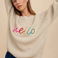 Annie Wear HELLO Embroidered Raglan Sleeve Sweater-Sweaters-Trendsi-Oatmeal-S-[option4]-[option5]-[option6]-[option7]-[option8]-Shop-Boutique-Clothing-for-Women-Online