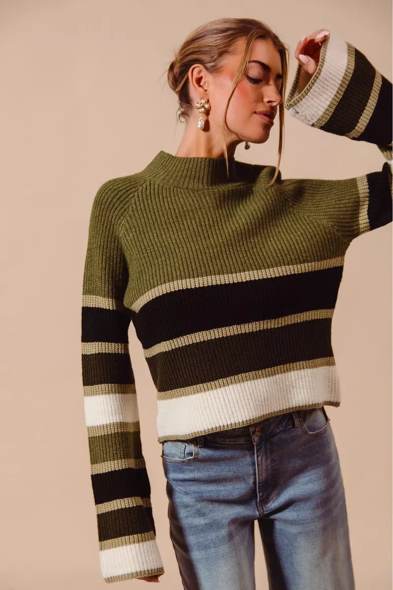 SO ME Multi Color Striped Mock Neck Sweater-Sweaters-Trendsi-[option4]-[option5]-[option6]-[option7]-[option8]-Shop-Boutique-Clothing-for-Women-Online