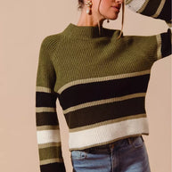SO ME Multi Color Striped Mock Neck Sweater-Sweaters-Trendsi-[option4]-[option5]-[option6]-[option7]-[option8]-Shop-Boutique-Clothing-for-Women-Online