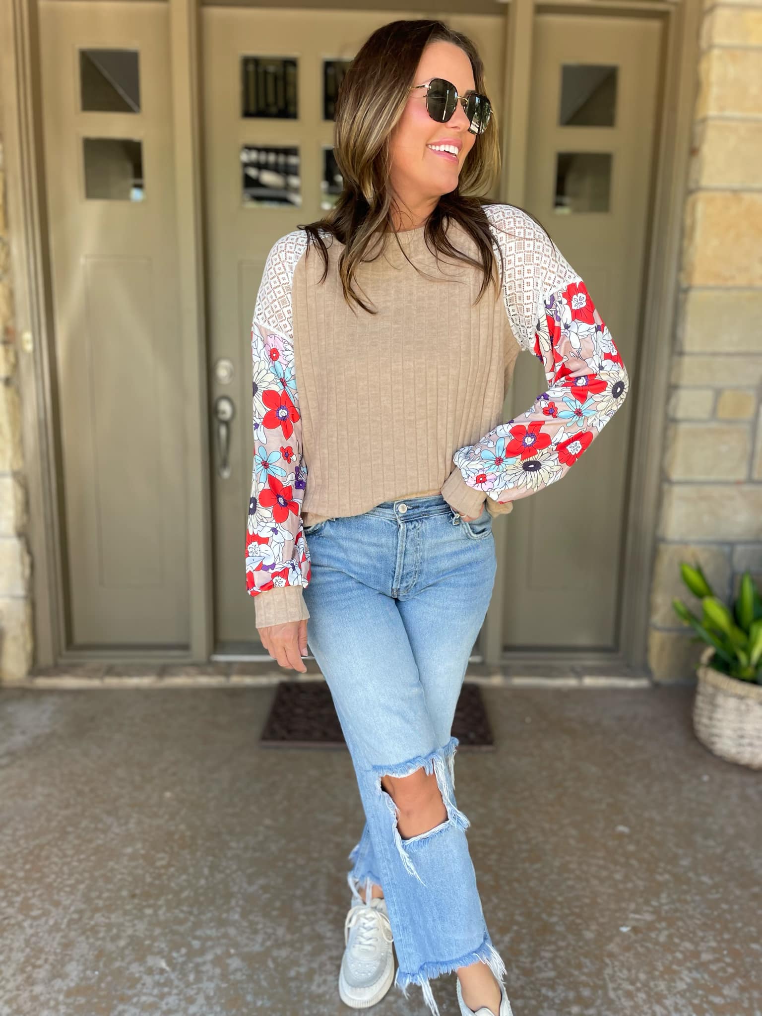 Aston Patchwork Blouse in Four Colors-Womens-Ave Shops-[option4]-[option5]-[option6]-[option7]-[option8]-Shop-Boutique-Clothing-for-Women-Online