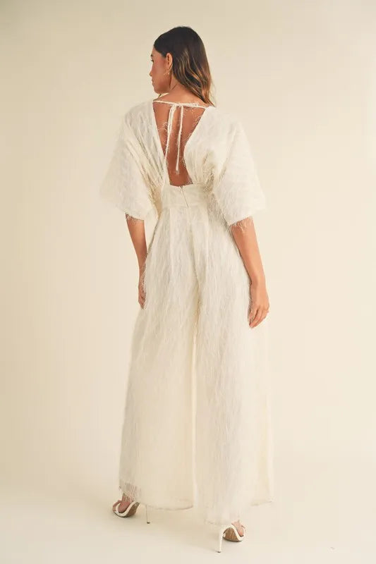 MABLE Fluffy Deep V Neck Wide Leg Jumpsuit-Jumpsuits-Trendsi-[option4]-[option5]-[option6]-[option7]-[option8]-Shop-Boutique-Clothing-for-Women-Online