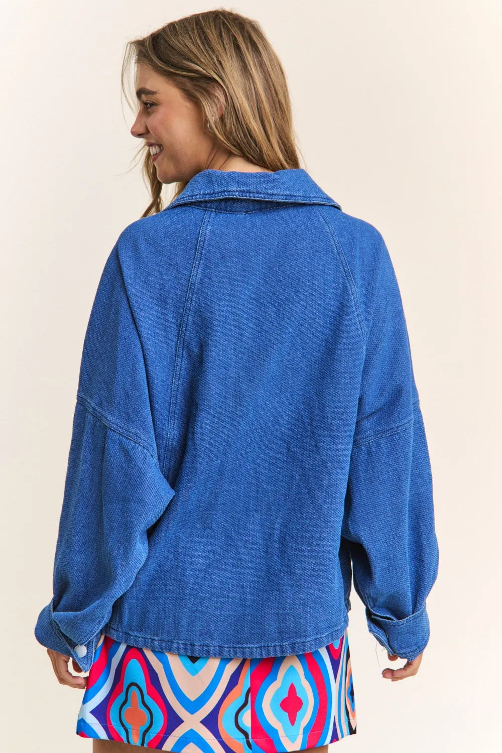 J.NNA Snap Down Long Sleeve Denim Shacket-Womens Outerwear/Shacket-Trendsi-[option4]-[option5]-[option6]-[option7]-[option8]-Shop-Boutique-Clothing-for-Women-Online