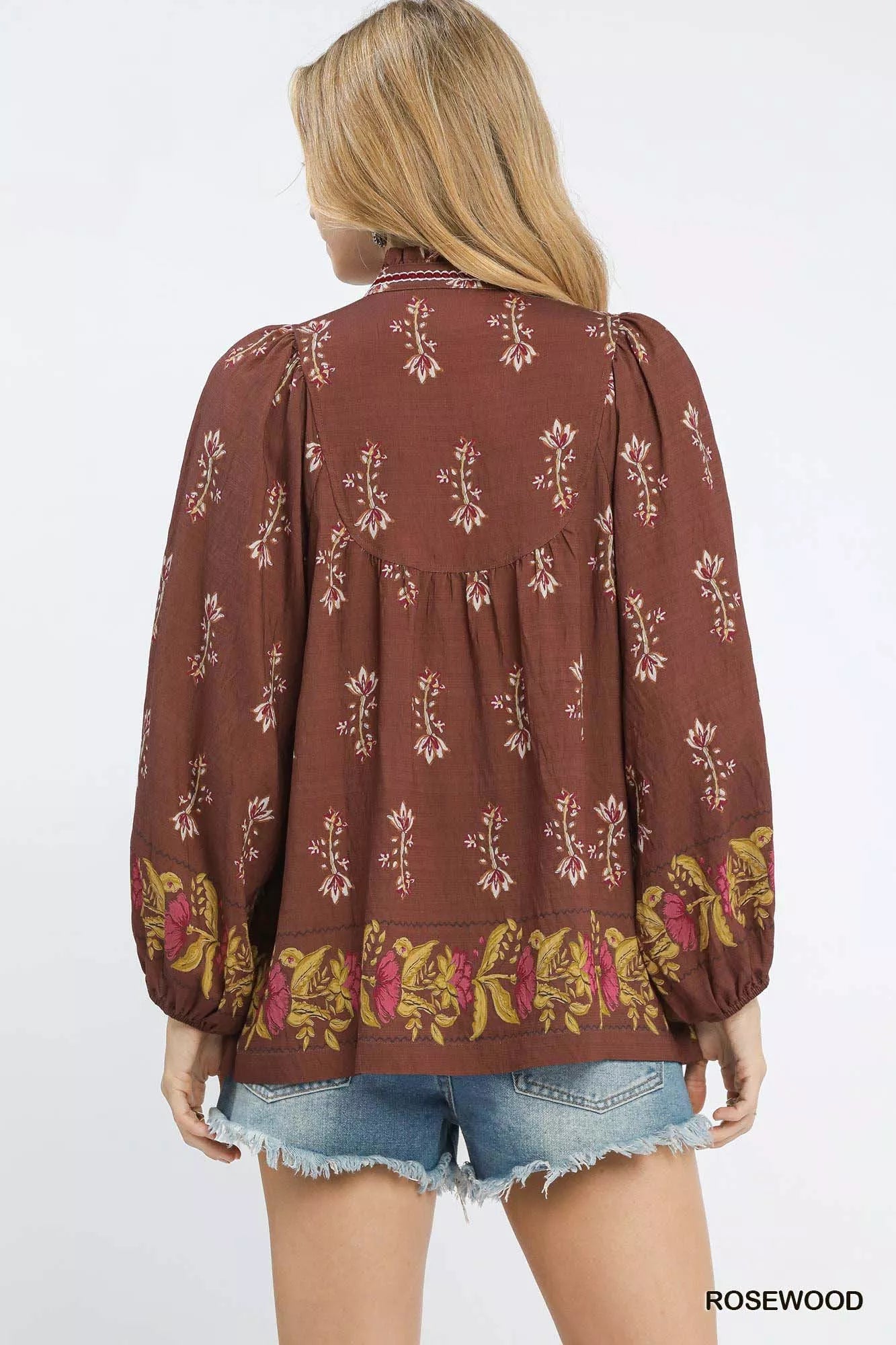 Umgee Floral Boho Peasant Blouse-Blouses-Trendsi-[option4]-[option5]-[option6]-[option7]-[option8]-Shop-Boutique-Clothing-for-Women-Online