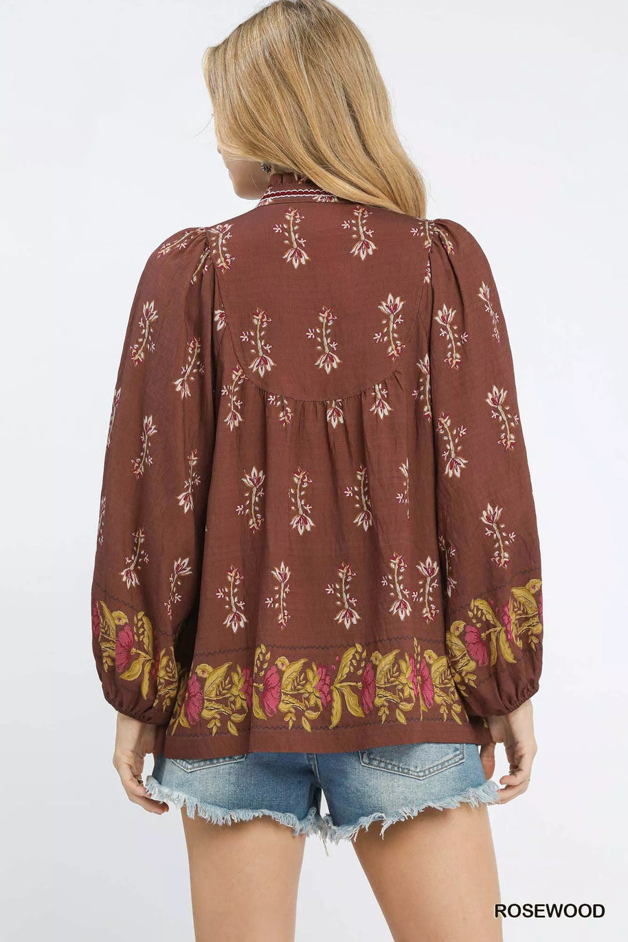 Umgee Floral Boho Peasant Blouse-Blouses-Trendsi-[option4]-[option5]-[option6]-[option7]-[option8]-Shop-Boutique-Clothing-for-Women-Online