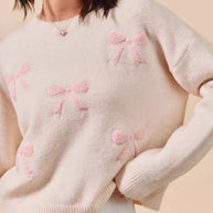 SO ME Embroidered Ribbon Round Neck Sweater-Sweaters-Trendsi-[option4]-[option5]-[option6]-[option7]-[option8]-Shop-Boutique-Clothing-for-Women-Online