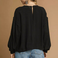 Umgee Full Size Linen Long Sleeve Top with Drawstring-Blouses-Trendsi-[option4]-[option5]-[option6]-[option7]-[option8]-Shop-Boutique-Clothing-for-Women-Online