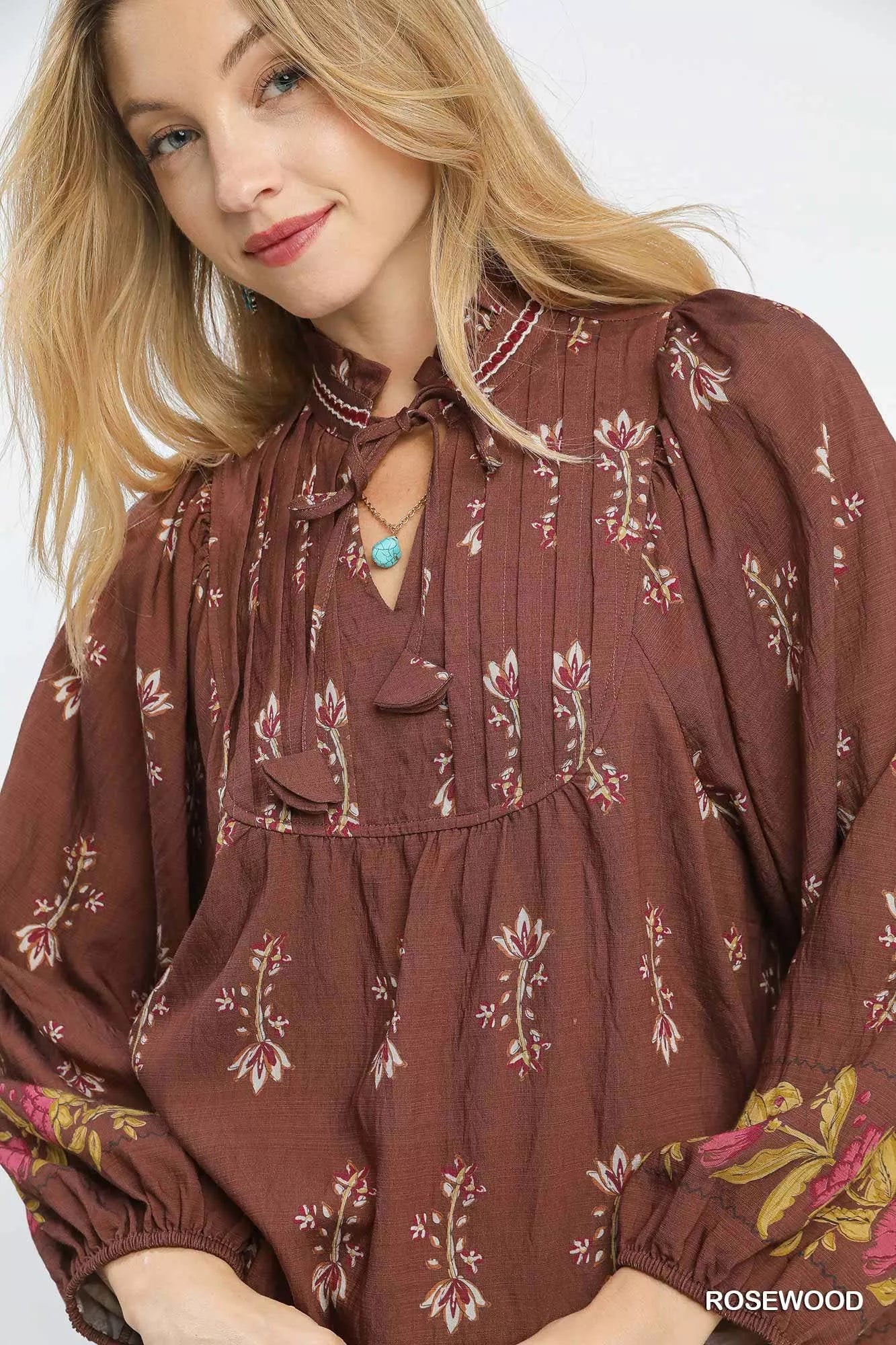 Umgee Floral Boho Peasant Blouse-Blouses-Trendsi-[option4]-[option5]-[option6]-[option7]-[option8]-Shop-Boutique-Clothing-for-Women-Online