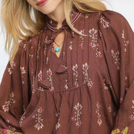 Umgee Floral Boho Peasant Blouse-Blouses-Trendsi-[option4]-[option5]-[option6]-[option7]-[option8]-Shop-Boutique-Clothing-for-Women-Online