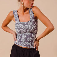SO ME Two Tone Floral Seamless Tank Top-Tank Tops & Camis-Trendsi-[option4]-[option5]-[option6]-[option7]-[option8]-Shop-Boutique-Clothing-for-Women-Online