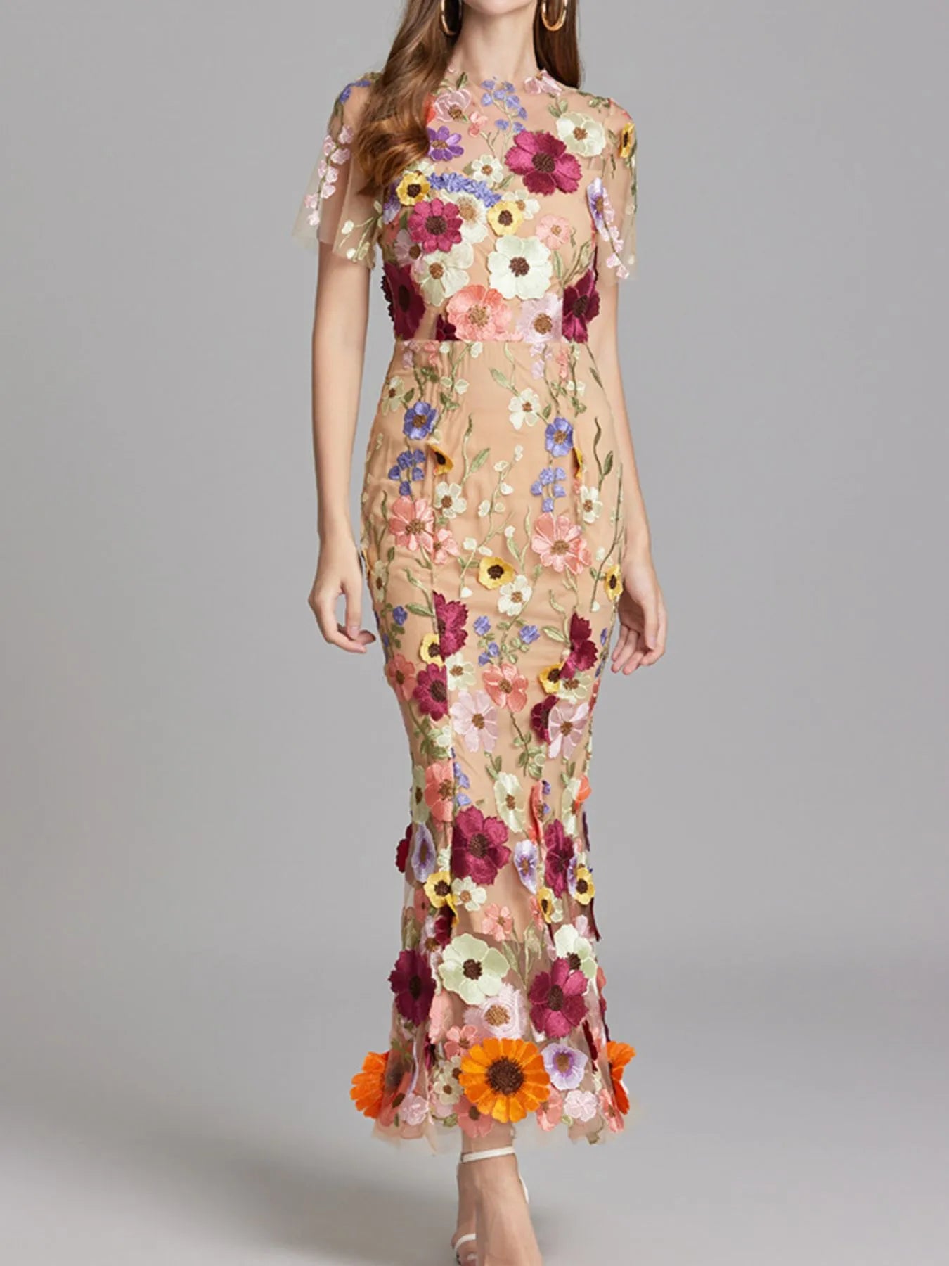 Floral Embroidered Mesh Overlay Maxi Dress-Dresses-Trendsi-[option4]-[option5]-[option6]-[option7]-[option8]-Shop-Boutique-Clothing-for-Women-Online