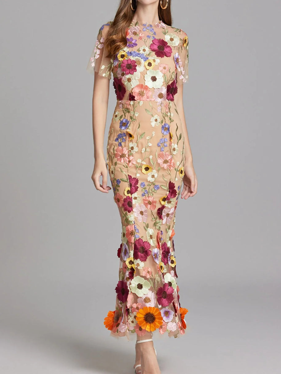 Floral Embroidered Mesh Overlay Maxi Dress-Dresses-Trendsi-[option4]-[option5]-[option6]-[option7]-[option8]-Shop-Boutique-Clothing-for-Women-Online