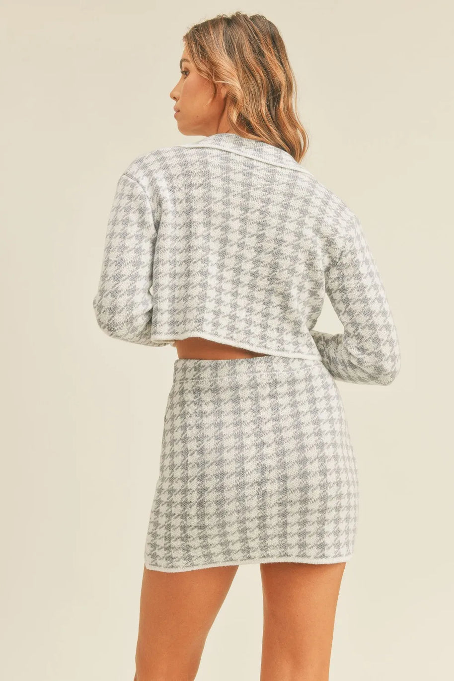 MABLE Houndstooth Cropped Knit Cardigan and Mini Skirt Set-sets-Trendsi-[option4]-[option5]-[option6]-[option7]-[option8]-Shop-Boutique-Clothing-for-Women-Online