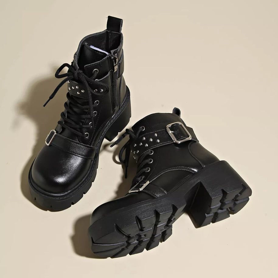 Round Toe Block Heels Boots-Boots-Trendsi-[option4]-[option5]-[option6]-[option7]-[option8]-Shop-Boutique-Clothing-for-Women-Online