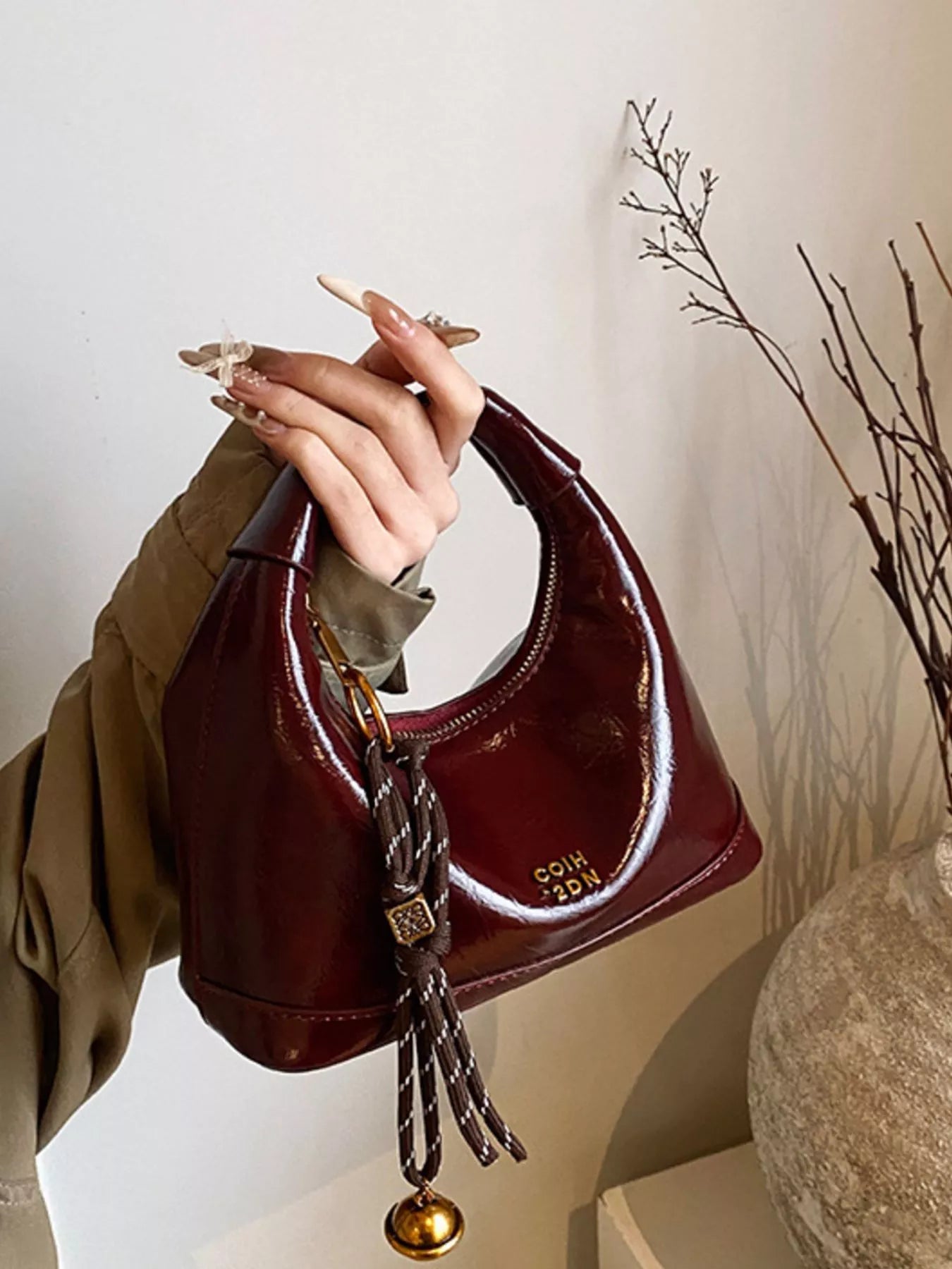 Leather Crossbody Bag with Charm-handbag-Trendsi-[option4]-[option5]-[option6]-[option7]-[option8]-Shop-Boutique-Clothing-for-Women-Online