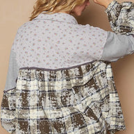 POL Balloon Sleeve Floral Color Block Plaid Shirt-Shirts-Trendsi-[option4]-[option5]-[option6]-[option7]-[option8]-Shop-Boutique-Clothing-for-Women-Online
