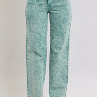 Judy Blue High Waist Garment Dyed Raw Hem Dad Jeans-Trendsi-SEA GREEN-0(24)-[option4]-[option5]-[option6]-[option7]-[option8]-Shop-Boutique-Clothing-for-Women-Online