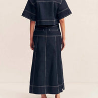 High-Waist Side Slit Contrast Stitch Denim Maxi Skirt-Skirts-Trendsi-[option4]-[option5]-[option6]-[option7]-[option8]-Shop-Boutique-Clothing-for-Women-Online