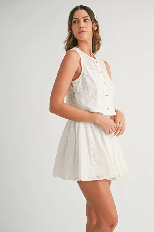 MABLE Eyelet Lace Top and Mini Skirt Set-Sets-Trendsi-[option4]-[option5]-[option6]-[option7]-[option8]-Shop-Boutique-Clothing-for-Women-Online