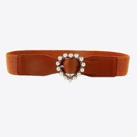 Pearl Heart Buckle Elastic Belt-Belts-Trendsi-Caramel-One Size-[option4]-[option5]-[option6]-[option7]-[option8]-Shop-Boutique-Clothing-for-Women-Online