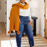 Knitted Fuzzy Pom Pom Scarf In Ginger-Womens-Ave Shops-[option4]-[option5]-[option6]-[option7]-[option8]-Shop-Boutique-Clothing-for-Women-Online