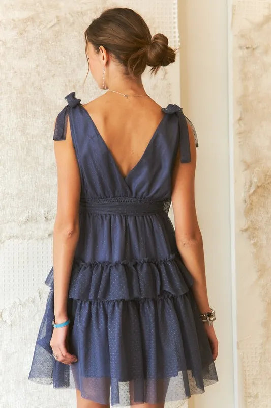 ADORA Tie Shoulder Polka Dot Mesh Dress-Dresses-Trendsi-[option4]-[option5]-[option6]-[option7]-[option8]-Shop-Boutique-Clothing-for-Women-Online