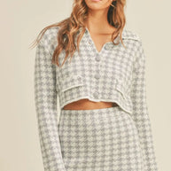 MABLE Houndstooth Cropped Knit Cardigan and Mini Skirt Set-sets-Trendsi-Blue-S-[option4]-[option5]-[option6]-[option7]-[option8]-Shop-Boutique-Clothing-for-Women-Online