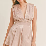 MABLE Draped Romper with Pleated Shoulder Pad Detail-Jumpsuits & Rompers-Trendsi-Mocha-S-[option4]-[option5]-[option6]-[option7]-[option8]-Shop-Boutique-Clothing-for-Women-Online