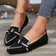 Bow Contrast Trim Point Toe Loafers-Flats-Trendsi-Black-36(US5)-[option4]-[option5]-[option6]-[option7]-[option8]-Shop-Boutique-Clothing-for-Women-Online