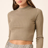 Mittoshop Mock Neck Long Sleeve Crop Knit Top-Crop Tops-Trendsi-DK SAGE-S-[option4]-[option5]-[option6]-[option7]-[option8]-Shop-Boutique-Clothing-for-Women-Online