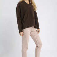 Umgee V-Neck Sweater with Wide Trim Detail-Sweater-Trendsi-[option4]-[option5]-[option6]-[option7]-[option8]-Shop-Boutique-Clothing-for-Women-Online