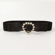 Pearl Heart Buckle Elastic Belt-Belts-Trendsi-Black-One Size-[option4]-[option5]-[option6]-[option7]-[option8]-Shop-Boutique-Clothing-for-Women-Online