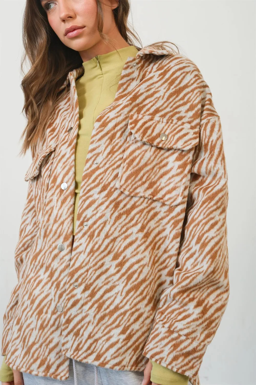 HYFVE Zebra Print Snap Down Long Sleeve Shacket-Jacket-Trendsi-Camel-S-[option4]-[option5]-[option6]-[option7]-[option8]-Shop-Boutique-Clothing-for-Women-Online