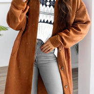 Textured Button Down Collared Neck Coat-Coats & Jackets-Trendsi-Caramel-S-[option4]-[option5]-[option6]-[option7]-[option8]-Shop-Boutique-Clothing-for-Women-Online