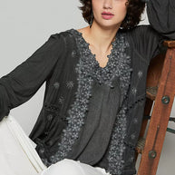POL Floral Embroidery Woven Top with Lace Trim-Blouses-Trendsi-[option4]-[option5]-[option6]-[option7]-[option8]-Shop-Boutique-Clothing-for-Women-Online